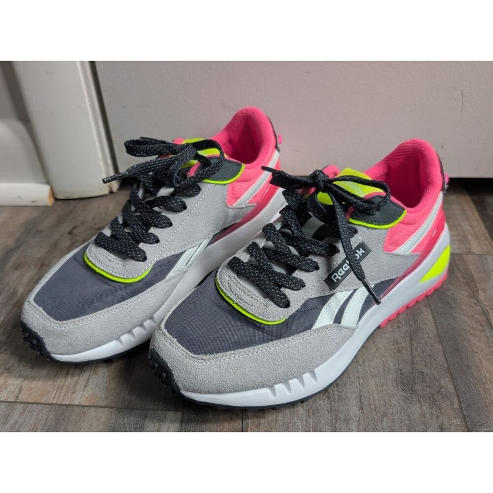Reebok Women's Gray Hot Pink Neon Athletic Sneakers